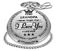 Realpoo Orologio da tasca al quarzo con incisione, per papà, nonno, per padre e nonno, orologio da tasca da uomo con catena