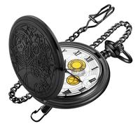 Realpoo Orologio da tasca al quarzo Dr Who da uomo, quadrante digitale romano bianco con catena, Dr-nero, alla moda
