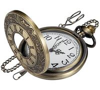 Realpoo Orologio da tasca al quarzo scavato per uomo, numeri arabi, quadrante bianco, orologio da tasca al quarzo con catena, per Natale, laurea, compleanno, festa del papà, PK041104, Moda