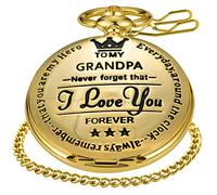 Realpoo Orologio da tasca con incisione personalizzata per padri, papà inciso, nonno per padre e nonno, orologio da tasca da uomo con catena, Nonno - Oro, classico
