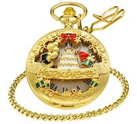 Realpoo Orologio da tasca con toppa a forma di animale, orologio da tasca da uomo con catena in vita, AGE102-oro, Retro