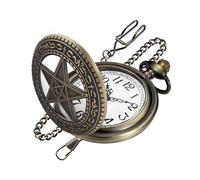 Realpoo Orologio da tasca da uomo al quarzo, con numeri arabi, quadrante bianco con catena, CF-new37