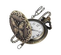 Realpoo Orologio da tasca da uomo al quarzo, con quadrante in bronzo, quadrante con numeri arabi e catena, orologio da tasca per uomo, CF-new36
