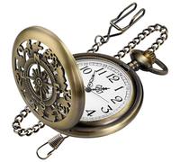 Realpoo Orologio da tasca da uomo al quarzo scavato in bronzo con puntatori direzionali per est, ovest, nord e sud, orologio da tasca con numeri arabi per uomo, CF-new34
