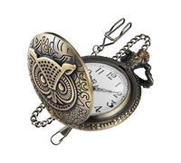 Realpoo Orologio da tasca da uomo in bronzo massiccio Qwl al quarzo, quadrante con numeri arabi e catena, orologio da tasca per uomo, CF-new25
