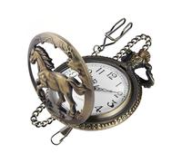 Realpoo Orologio da tasca da uomo in bronzo scavato al quarzo, quadrante con numeri arabi e catena, orologio da tasca per uomo, CF-new27
