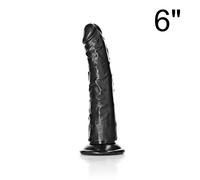 Realrock dildo realistico nero anale slim 15 cm con ventosa