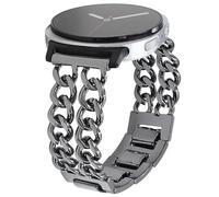 REALSIGN Cinturino in metallo da uomo e da donna, compatibile con Samsung Galaxy Watch 8 40 mm/44 mm, Galaxy Watch 8 Classic 46 mm, elegante braccialetto a catena cubana da cowboy (nero)