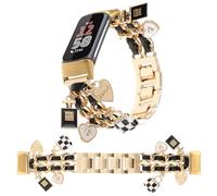 REALSIGN Elegante bracciale in metallo compatibile con Fitbit Charge 6/Charge 5 da donna, grazioso cinturino con ciondoli unici a croce dell'amore, braccialetto a catena per Charge 5 6 Fitness Tracker