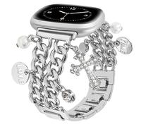 REALSIGN Elegante cinturino a catena cubana compatibile con Fitbit Sense 2/Sense/Versa 4/Versa 3 per donna Bracciale in metallo con graziosi cion