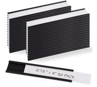Realth 30 Pezzi Etichette Magnetiche Scrivibili Con Pellicola Protettiva Trasparente 19MM X 101.6MM per Uffici, Magazzini, Scaffali Metallici, Armadietti e Lavagne Bianche (MLH07430)