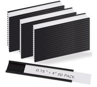 Realth 50 Pezzi Etichette Magnetiche Scrivibili Con Pellicola Protettiva Trasparente 19MM X 101.6MM per Uffici, Magazzini, Scaffali Metallici, Armadietti e Lavagne Bianche (MLH07450)