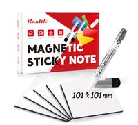 Realth Etichette magnetiche scrivibili, 20 pezzi, 101 x 101 mm, colore bianco, con 2 pennarelli, calamite per lavagna bianca, riutilizzabili, per Kanban, frigorifero, ufficio, aula (RSN4420W)