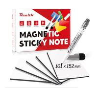 Realth Etichette magnetiche scrivibili, 20 pezzi, 101 x 152 mm, colore bianco, con 2 pennarelli, calamite per lavagna bianca, riutilizzabili, per Kanban, frigorifero, ufficio, aula (RSN4620W)
