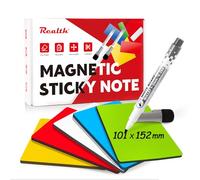 Realth Etichette magnetiche scrivibili, 20 pezzi, 101 x 152 mm, multicolore, con 2 pennarelli, calamite per lavagna bianca, riutilizzabili, per Kanban, frigorifero, ufficio, aula (RSN4620C)