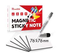 Realth Etichette magnetiche scrivibili, 20 pezzi, 76 x 76 mm, colore bianco, con 2 pennarelli, magneti, riutilizzabili, per Kanban, frigorifero, ufficio, aula (RSN3330W)