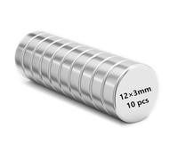 REALTH Magneti a disco diametro 12 mm x 3 mm al neodimio Piccolo magnete rotondo magnetico per frigorifero, progetti scientifici, edifici, insegnamento e artigianato da 10 pezzi(MC1210)