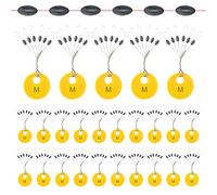Realure 150 Pezzi Stopper da Pesca in Gomma 6 in 1 Tappo per Galleggiante da Pesca Ovale Nero Piccolo Stopper Pesca Taglia M Perline da Pesca 0.2 to 0.33mm Linea di Arresto della Pesca, Affondatore