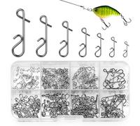 Realure 200 Pezzi Pesca Accessori, Inossidabile Connettori Senza Nodo, Connettori per Lenza Senza Nodi 11mm-34mm, per Canna da Pesca con Contenitore per Pesca Spinning, Pesca in mare (7 Misure)