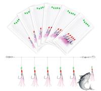 Realure 6 Rosa Pesca Mare Rigs per Sgombro Con Perline Luminose, Legato Piume Di Sgombro Rigs in 3 Misure, Rigs Bionici a Patenoster per La Pesca in Mare E in Acqua Dolce