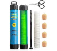Realure Rete PVA per Pesca da 5 m, 18/25/37/44 mm di Larghezza, Set da Pesca in PVA con Forbici, PVA Rete da Pesce Solubile per Cibo con Imbuto e Sistema di Pestello