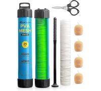 Realure Rete PVA per Pesca da 5 m, 18/25/37/44 mm di Larghezza, Set da Pesca in PVA con Forbici, PVA Rete da Pesce Solubile per Cibo con Imbuto e Sistema di Pestello