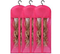reamhome 3 Ganci per Parrucche Extra Lunghi e Portaoggetti, Supporto per Extension per Capelli Antipolvere e Impermeabile, Progettato per Parrucche Rosa Rosso