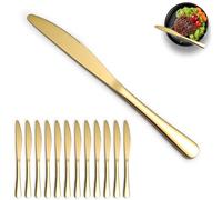 ReaNea Set di coltelli da tavola da 12 pezzi da burro in acciaio inossidabile con placcatura in oro in titanio, coltelli da tavola per casa, ristorante, hotel, matrimonio, eventi