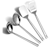 ReaNea Utensili da cucina in acciaio inossidabile Set 4 pezzi Include set di spatole in metallo, Schiumatoio da cucina, Mestolo da zuppa, Gadget da cucina Elementi essenziali