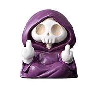 Reaper Figurine - Cute Reaper Walking Dog Statue - 6cm Halloween Accent - Violet Artificial Stone Decor for Shelf Desk TV Cabinet Fireplace, Spooky Figure Gift for Home Entrance Halloween Use