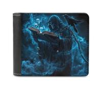 Reaper Madness Smoke Skulls (4) Portafoglio doppio da uomo sottile in pelle con porta carte di credito, Stile:, Taglia unica