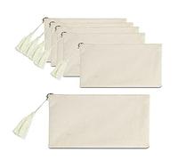 Reapyyt 6 PCS Blank DIY Craft Canvas Pencil Pouch Blank Makeup Bags Pocket Cosmetic Bag Pouch Bulk Cosmetic Bag (Beige 8,5 X 5,1 Pollici)