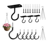 Rearjia 12 ganci da soffitto per piante sospese, include 4 staffe per piante in metallo resistente, 6 ganci da soffitto in metallo, 2 catene per cesti appesi resistenti alle intemperie per fioriere