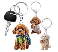 Rearview Mirror Decoration | 3 Pieces 2D Dog Keychain Ornament Decoration