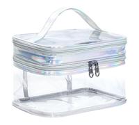【Reasonable Structure】The PVC travel double layer makeup bag case is well