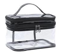 【Reasonable Structure】The PVC travel double layer makeup bag case is well