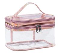 【Reasonable Structure】The PVC travel double layer makeup bag case is well