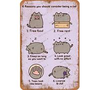 Reasons to be a Cat Pusheen Maxi Targa in Latta Poster Vintage Targa Decorazione da Parete per Bar Cafe Giardino Camera da Letto Ufficio Hotel 20X30 cm