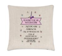 Reasons To Be Un Avocadocorn Lino Cuscino Cover - Avocado Unicorno Divertente