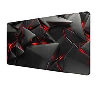 Reateforin Tappetino per mouse geometrico con triangoli neri e rossi, astratto, moderno, texture geometrica, base in gomma antiscivolo, grande tappetino per mouse con bordi cuciti, tappetino per