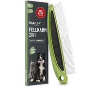 ReaVET Pettine 2 in 1 per cani e gatti con pelo medio a lungo, doppio pettine, ideale per risolvere nodi e infeltrimenti, cane, gatto, pettine per gatti, pettine per gatti per la cura quotidiana del
