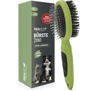 ReaVET Spazzola per cani 2 in 1, spazzola per gatti per capelli lunghi e capelli corti, anche per cuccioli e gatti, lisciare, districare, spazzolare, talento universale per la cura quotidiana del pelo