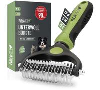 ReaVET Spazzola per cani e gatti, per capelli lunghi, taglia M-L, rimuove sottopelo e infeltrimenti, con effetto massaggio e protezione dei peli di copertura, spazzola per cani, gatti