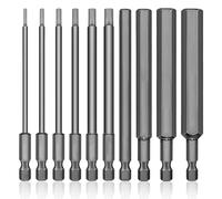 Rebanky 10 PCS Inserti Lunghi per Avvitatore 100mm Testa Esagonale Inserti Avvitatore da 1/4" Set Bit Avvitatore Magnetico H1,5-H12 Punte Magnetico per Cacciavite per Trapano Elettrico e Riparazioni