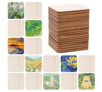 Rebanky 100 Pezzi Quadrati Legno Grezzo, Tavolette di Legno Quadrate Fette Quadrati 7 x 7 cm Spessi 2,5 mm per Scolpire, Dipingere, Decorare