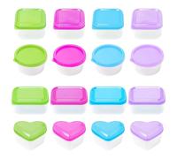 Rebanky 16 Pezzi Contenitori Piccoli per Alimenti Freezer, Mini Contenitori per Alimenti Plastica 4 Forme Mini Contenitore per Freezer per Salse Marmellate Snack