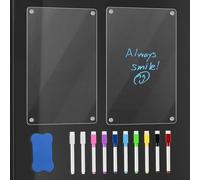 Rebanky 2 Pezzi Lavagna Magnetica per Frigo Trasparente Calendario Magnetico in Acrilico Lavagna Trasparente Mensile con Pennarello Lavagna Cancellabili Magnetici per Piani di Studio,Lista della Spesa