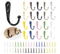 Rebanky 20 Pezzi Ganci Appendiabiti da Parete, Metallo, con Viti | Ganci Appendi Singolo Della Parete per Cappotti, Asciugamani e Accessori in Bagno, Cucina, Ingresso o Guardaroba