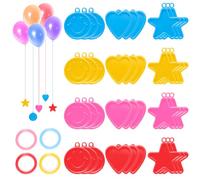 Rebanky 36 Pezzi Palloncini Peso in Plastica Pesi per Palloncini a Forma di Stella e Cuori e Smile peso per palloncini ad elio con Nastro Palloncini Colore per Feste Compleanno Matrimonio,Colorato