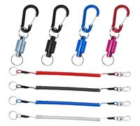Rebanky 4 Pezzi Moschettone da Pesca Magnetica, Rilascio della Rete Magnetica con Cordino Metallico Portachiavi Spirale Supporto Magnetico Multiuso per Pesca 4 Colori